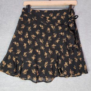 Hollister Skirt Womens Small Mini Short Wrap Tie Waist Black Tan Pull On